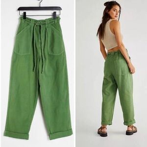 Free People Lights Down Rolled Straight Pants light green Laurel color womens S